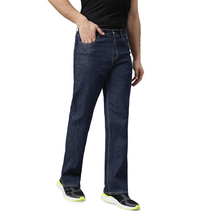 Kotty MenS Cotton Lycra Blend Relaxed Fit Mid Rise Jeans Prussian Blue