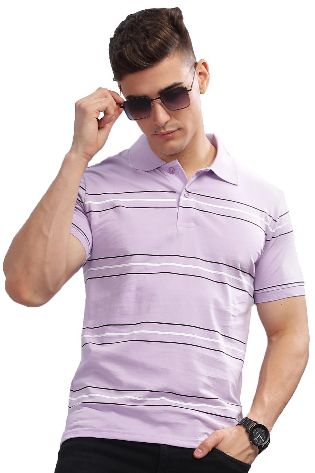 ADRO Regular Fit Polo T-Shirt for Men| Printed Polo T-Shirt | Cotton Polo T Shirt Also in Plus Size|Pnop24-L1-Ptnbwh