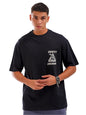 The Indian Garage Co Men Boxy Oversized Graphic Back Printed Round Neck Tshirt Black