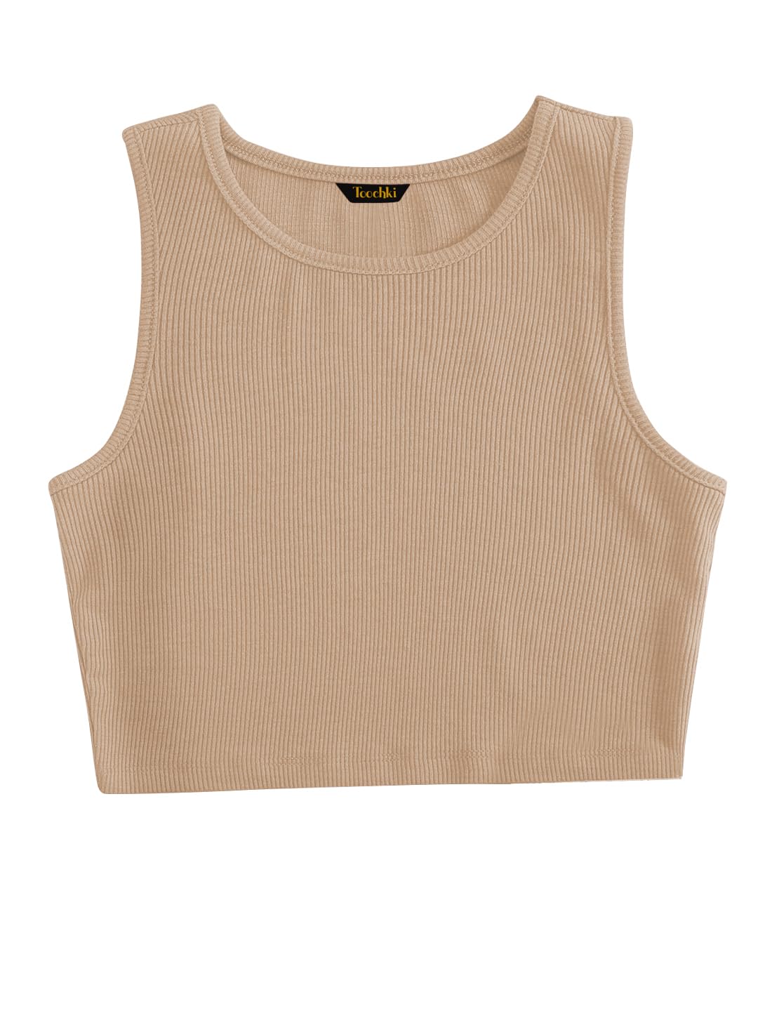 Toochki Tops for Woman | Spandex Top | Crop | Short | Western | for Jeans | Sleeveless | Stretchable | Beige
