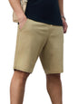 The Souled Store Chino Shorts: Camel Men and Boys Buttoned Beige Solid Cotton Blend Knee Length Chino Shorts