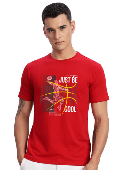 ADRO Men's Graphic Printed 100% Cotton T-Shirt - Regular Fit, Printed T-Shirts for Men (RN24-BCL-RD_Red)