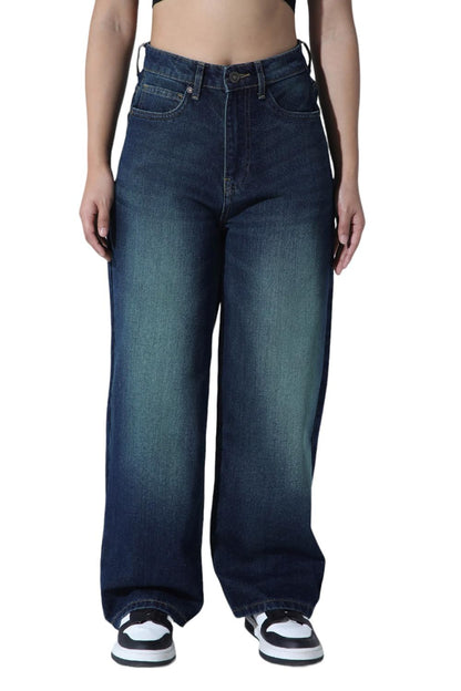 Hubberholme Women Blue Cotton Relaxed Fit High-Rise Jeans