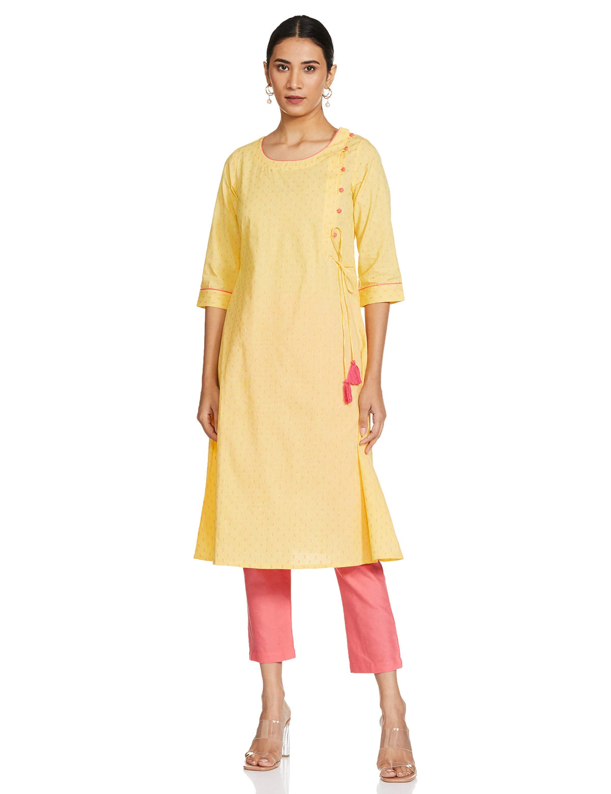 Aurelia Womens Cotton Kurta & Pant (21Onas12608-702672-Yellow-S)