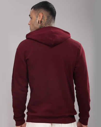 ADRO Men's Cotton Neck Hooded Sweatshirt (H-M-PC-MR_Maroon)