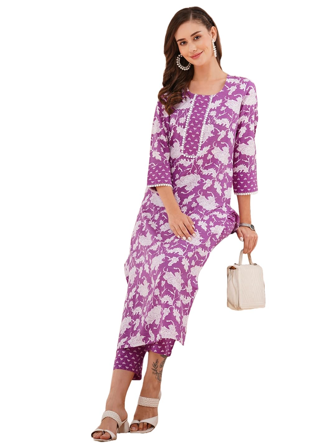 ANNI DESIGNER Women s Rayon Kurta with Pants, Begani, XL