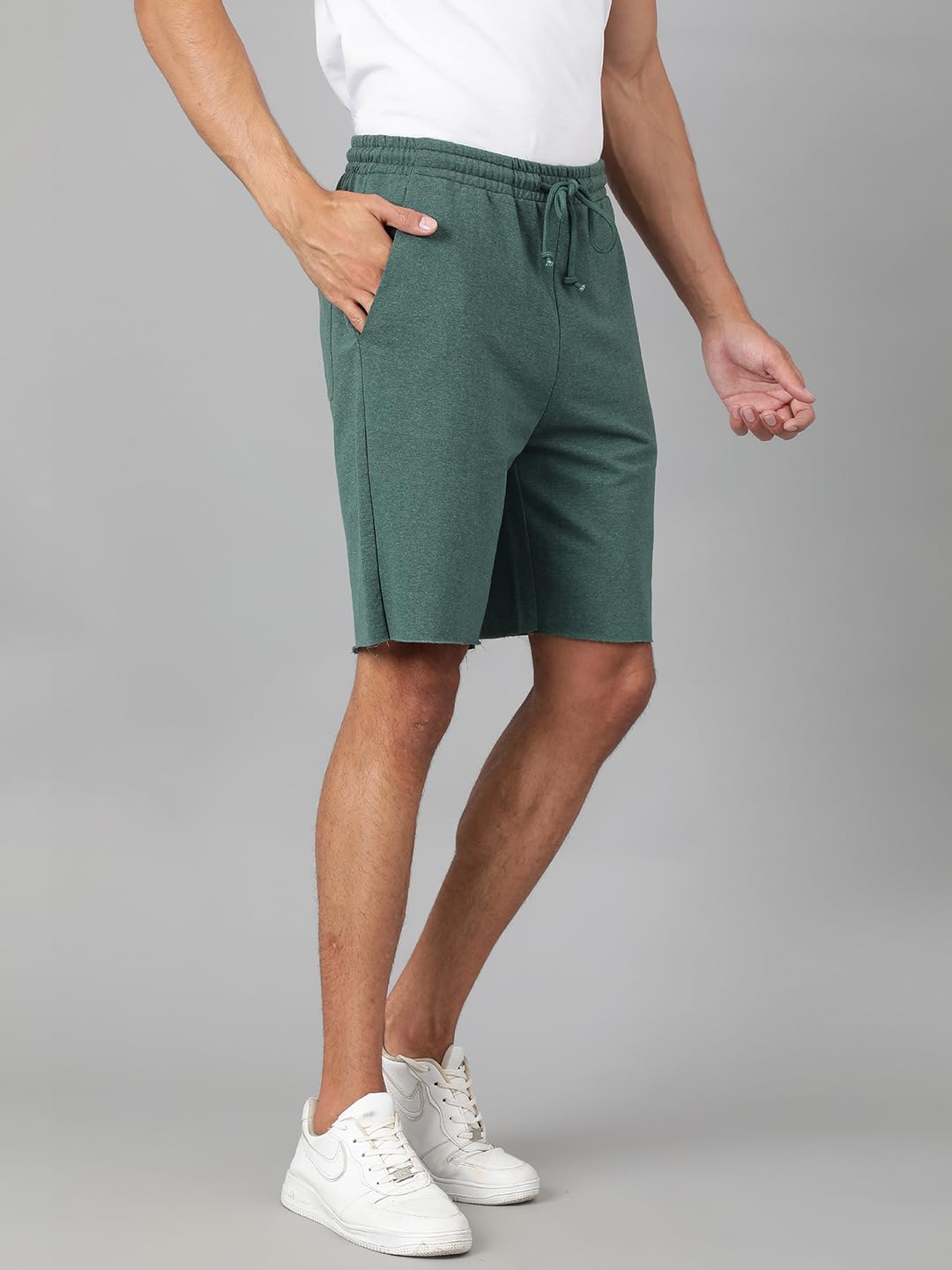 Kotty Solid Men Casual Shorts Dark Green