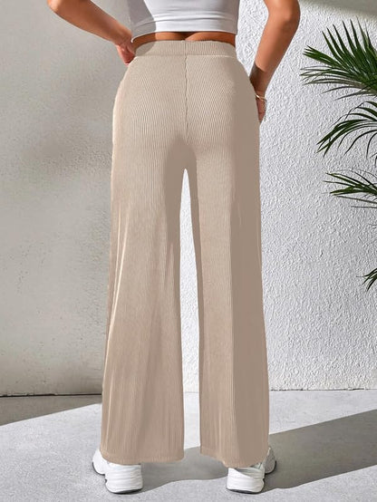 Pinkmint Women Trouser l High Waisted Korean Pant Trouser l Pant for Casual & Office Work wear l Summer Wear (Pack of 1) Beige