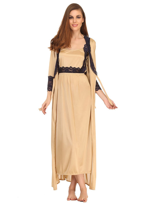 Clovia Womens Satin Solid Nightwear Set Pack of 7 (NS0563P24_O_Beige_Free Size_Brown_Free Size)