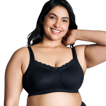 Nykd (Nyb190 Cotton Non Padded & Non Wired Everyday Lace Bra For Women | Full Coverage Bra With Super Soft Wide & Thick Straps -