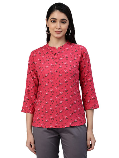 Lyra 430 Pure Rayon Woven Tunic For Women Red