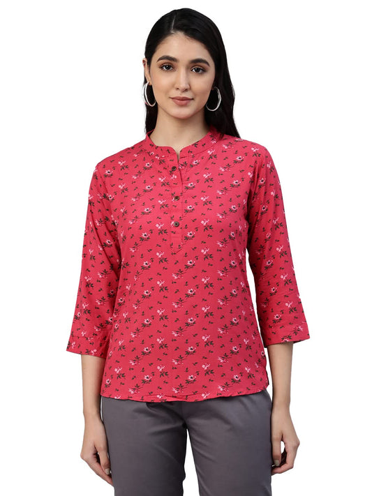 Lyra 430 Pure Rayon Woven Tunic For Women Red
