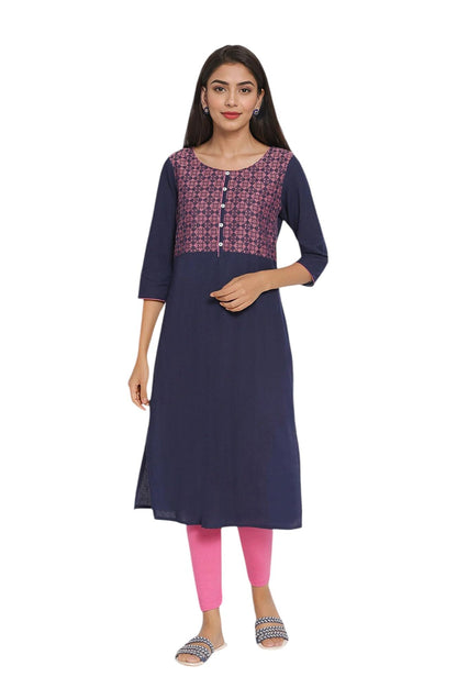 Aurelia Blue Geometric Printed Printed Cotton Regular Kurta For Women