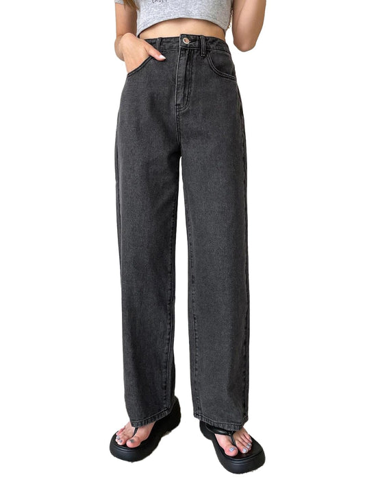 Kotty WomenS High Rise Solid Regular Jeans Dark Grey