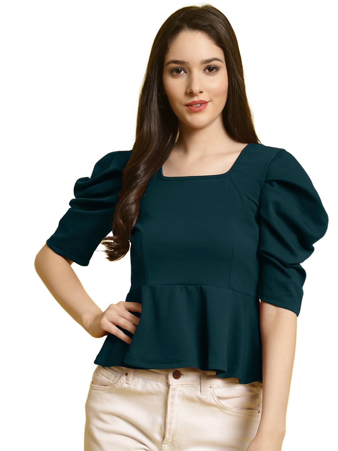Tee Projekt Womens Casual Trendy Top with Stylish Short Puff Sleeves ll Soft & Stylish Womens Tee