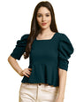 Tee Projekt Womens Casual Trendy Top with Stylish Short Puff Sleeves ll Soft & Stylish Womens Tee
