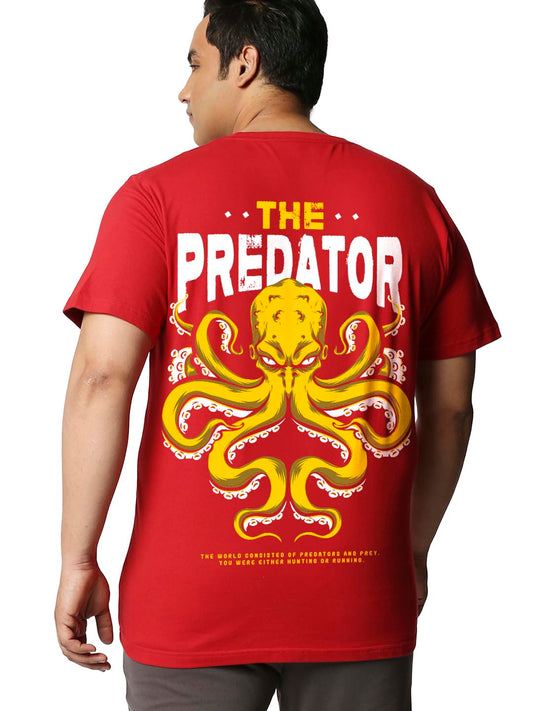 Bewakoof Mens Graphic Print Regular Fit Half Sleeve Round Neck Cotton Jersey Plus Size T-Shirt_657180_Red_4XL