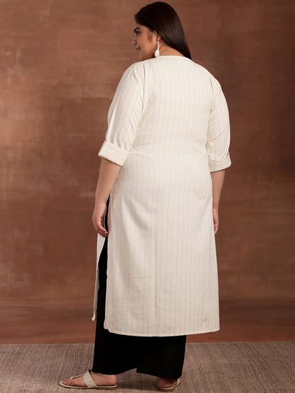 Extra Love By Libas Women's Cotton Striped Straight Kurta