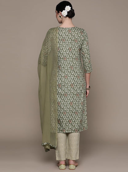 anubhutee Women's Viscose Rayon Printed Mauve Straight Kurta Suit Set with Pants