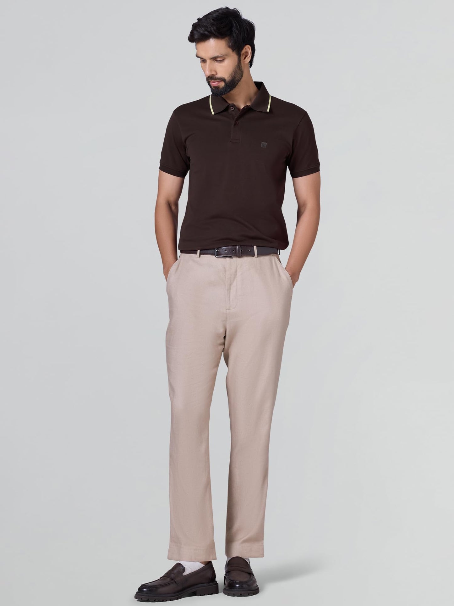 XYXX Mens Solid Cotton Polo T-Shirt | Mercerized Pique Polo Collor Tshirts | Half Sleeves | Solid-Slim Fit | Espresso Brown