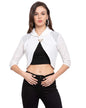 Style Quotient Women Self Design Cotton lace Smart Casual Crop Shrug White