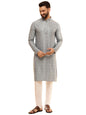 SOJANYA (Since 1958 Men's Cotton Rayon Shiny Thread Sequinned Blue Kurta with White Pyjama