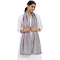 Fabindia Women Hand Embroidered Contrast Trim Silk Stole Hut_Freesize