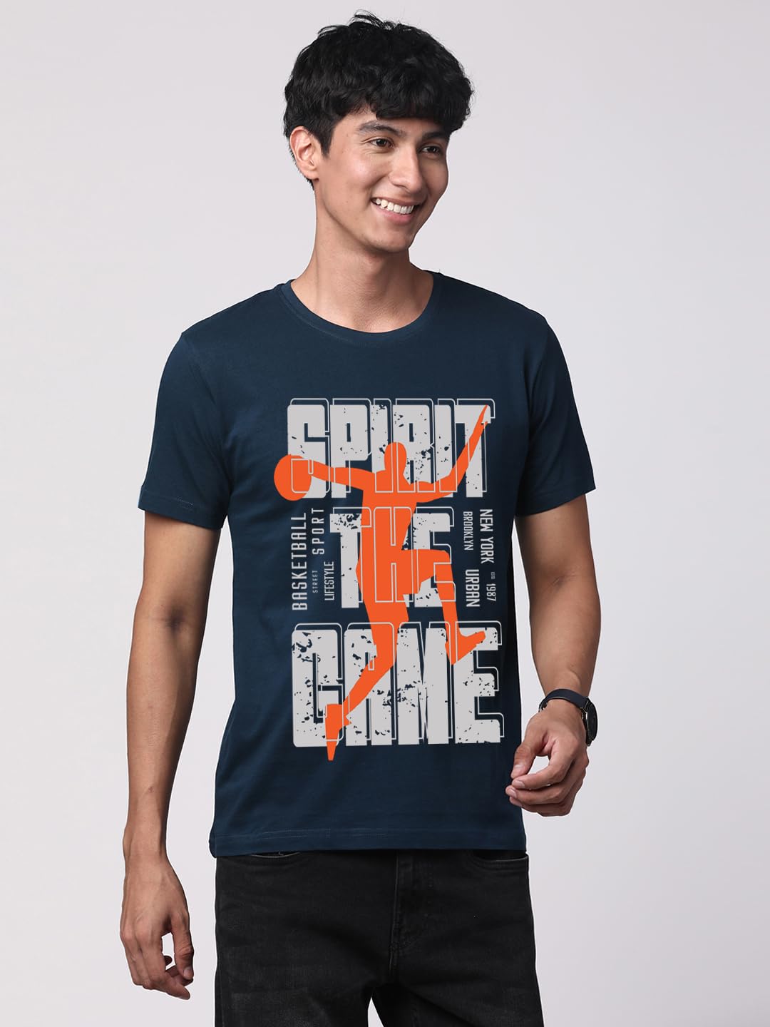 ADRO Sports Design Printed T-Shirt for Men - 100% Cotton, Regular Fit, Soft Breathable Fabric. (RN23-M-SPR-SB_Teal)