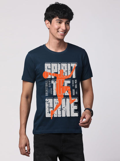 ADRO Sports Design Printed T-Shirt for Men - 100% Cotton, Regular Fit, Soft Breathable Fabric. (RN23-M-SPR-SB_Teal)