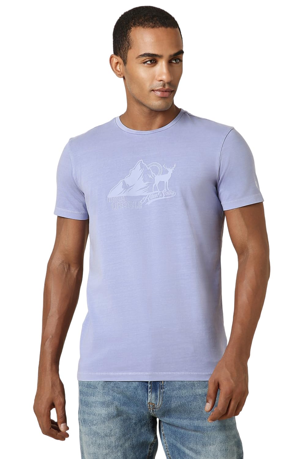 Allen Solly Men Printed Casual Half Sleeve Short Sleeve Crew Neck T-Shirt