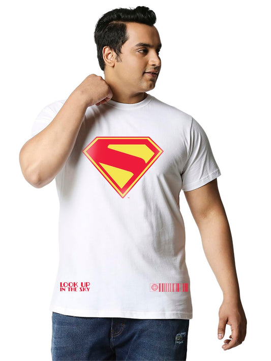 Bewakoof Official DC Merchandise Superman Mens Graphic Print Regular Fit Half Sleeve Round Neck Pure Cotton Plus Size T-Shirt_6