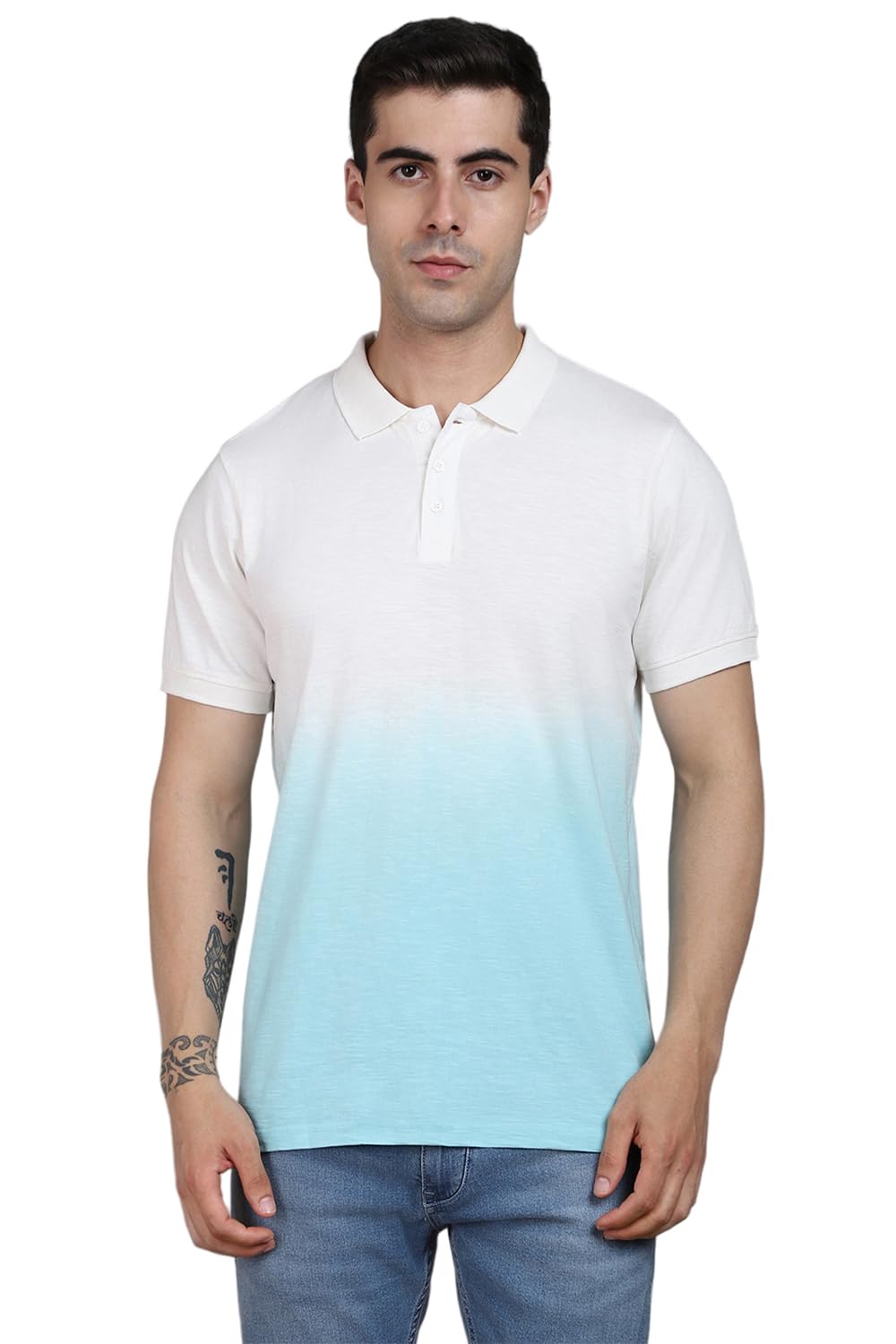 Dennis Lingo MenS Cotton Green Solid Polo T-Shirt