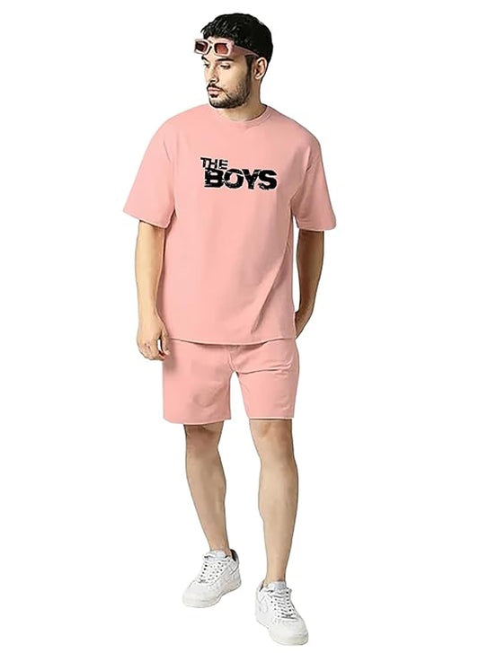 ELLITI Cotton Blend Casual Round Neck Printed T-Shirt and Shorts Set, Mens Pyjama Co-Ord Set, Sleepwear & Loungewear, Summer Ni