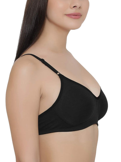 Clovia Womens Cotton Non Padded Wire Free Full Coverage Bra Black