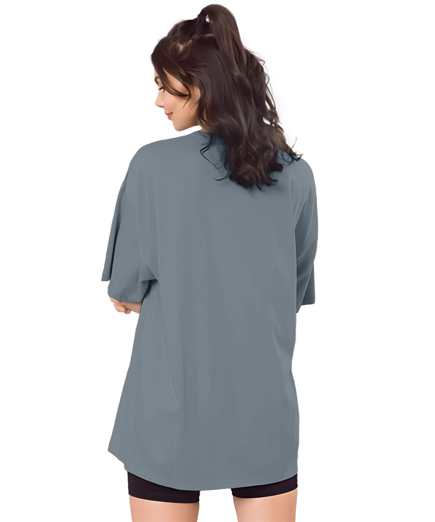 SHODOX Womens Cotton Blend Oversized Drop Shoulder Solid T-Shirt(Pack of 1)