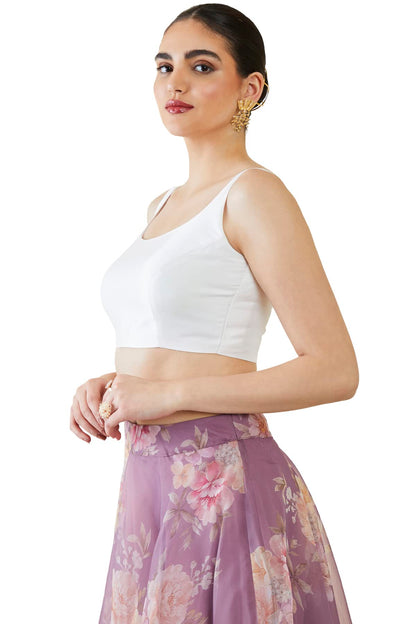 Soch Womens White Taffeta Solid Sleeveless Padded Blouse