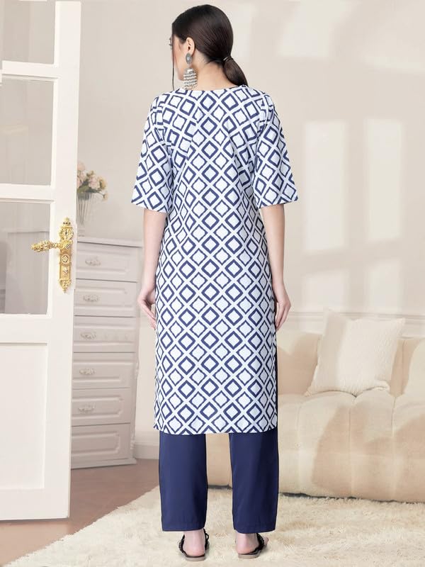Pinkmint Kurta Set for Women Cotton Printed Straight Kurta with Pant (Pack of 1)
