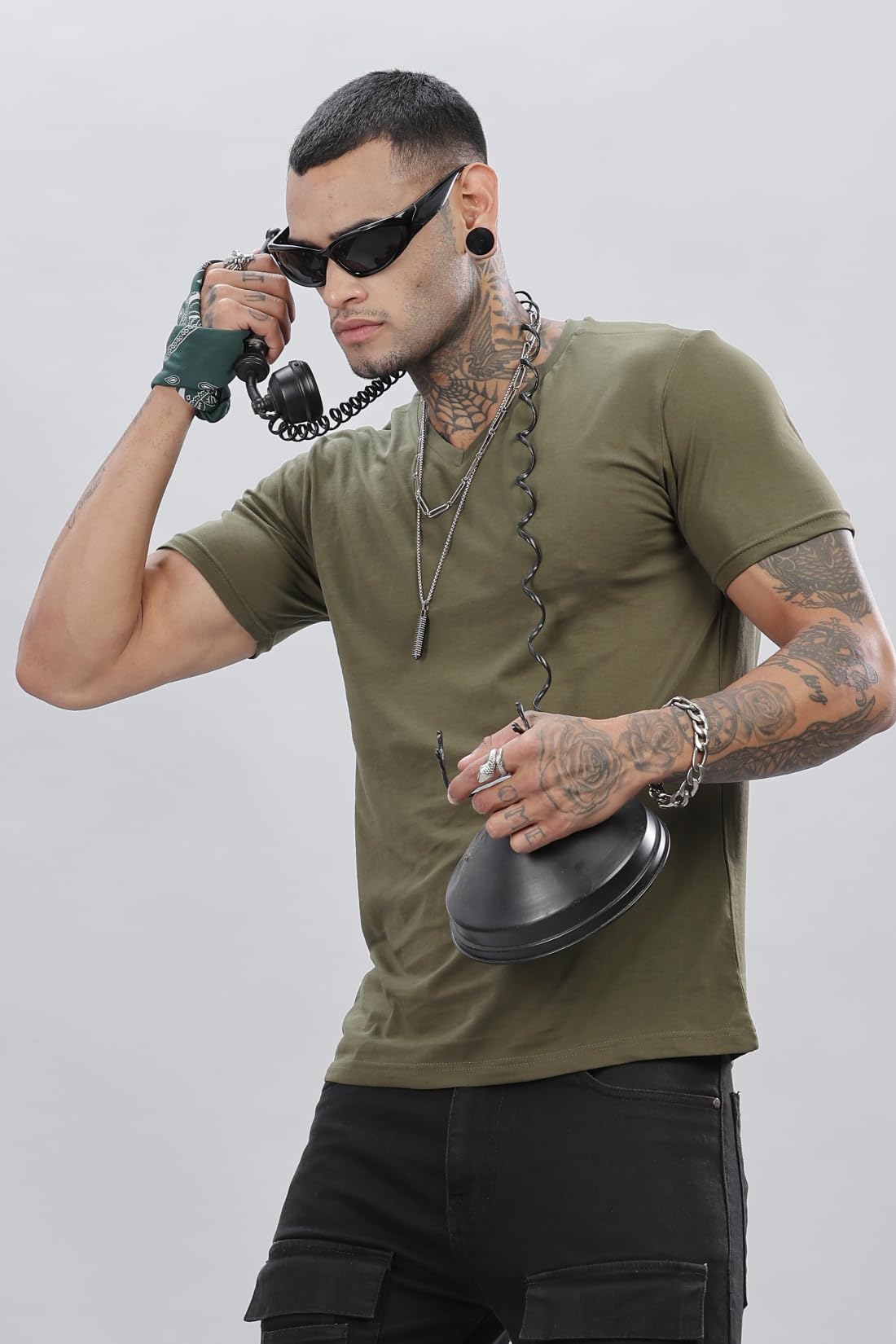 ADRO V-Neck T Shirt for Men, 100% Cotton Vneck Tshirt is Ideal for Casual wear, Workouts and Loungewear, Adding a Stylish Touch.