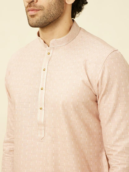 Manyavar Mens Pink Cotton Kurta Pyjama Set