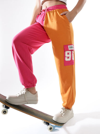Hubberholme Women Colourblocked Jogger High-Rise Casual Track Pants 1