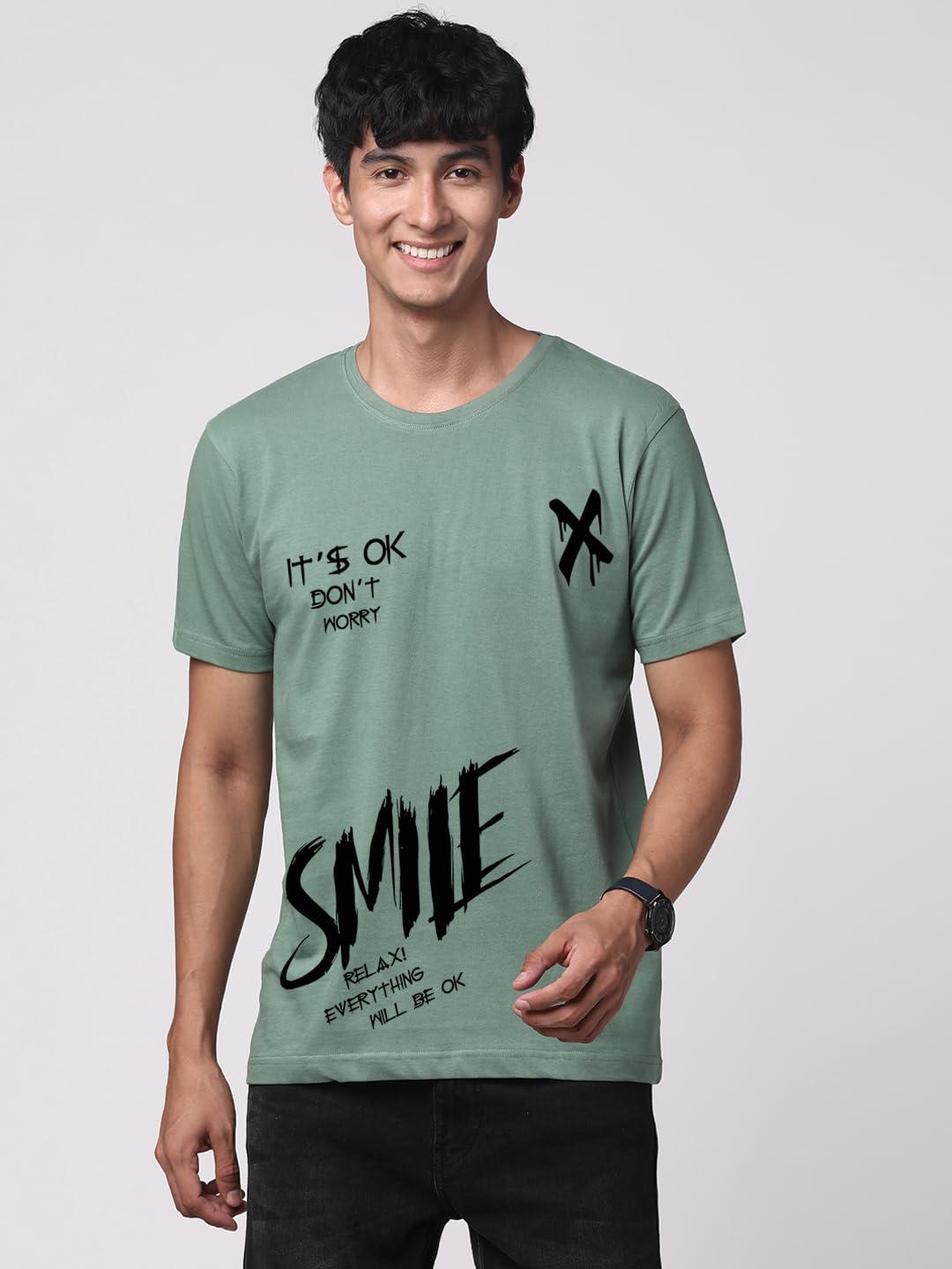 ADRO Mens Smile Printed Cotton T-Shirt_RN24-L2-SMILE-PT