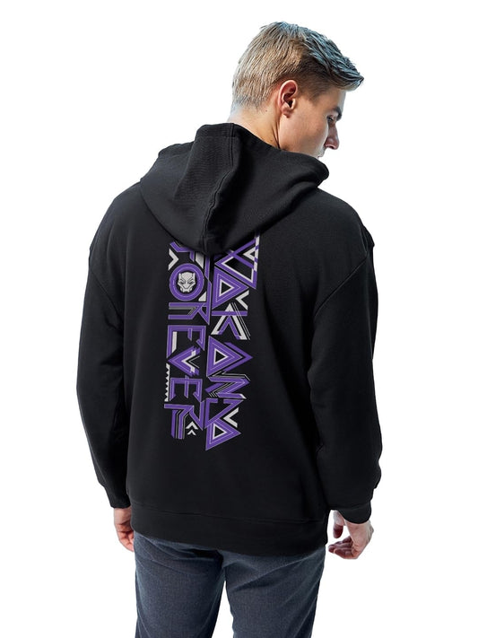 Bewakoof Official Marvel Merchandise Mens Graphic Print Regular Fit Full Sleeve Hooded Cotton Blend Hoodies_563642_Black_M