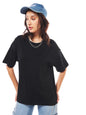 Bewakoof Womens Solid 100% Cotton T-Shirt - Oversized Fit, Round Neck, Half Sleeves
