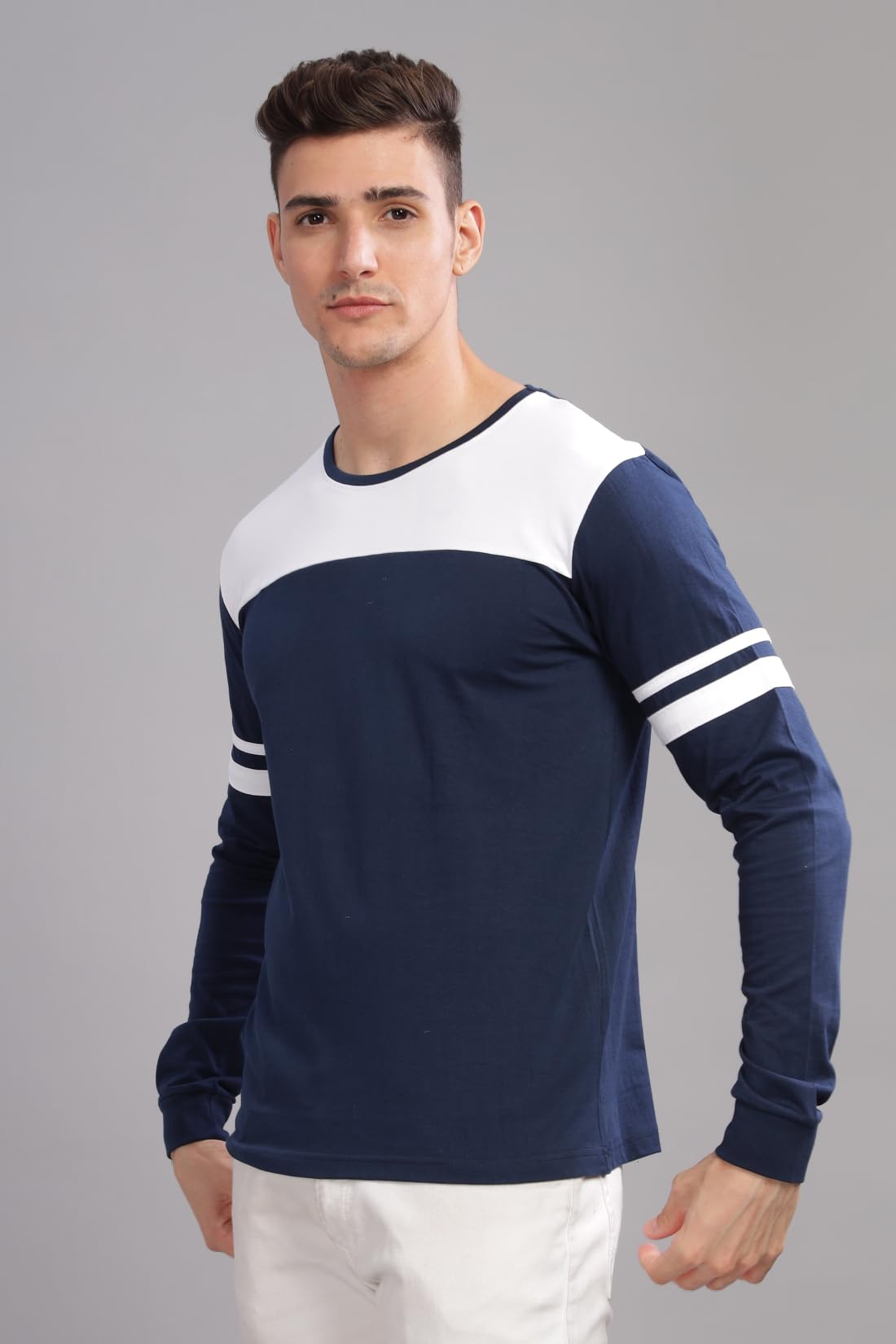 ADRO Full Sleeve Tshirt for Men | Colorblock T Shirt for Men | 100% Cotton Tshirt | Full Sleeve T-Shirt | Mens Full Sleeves T Sh