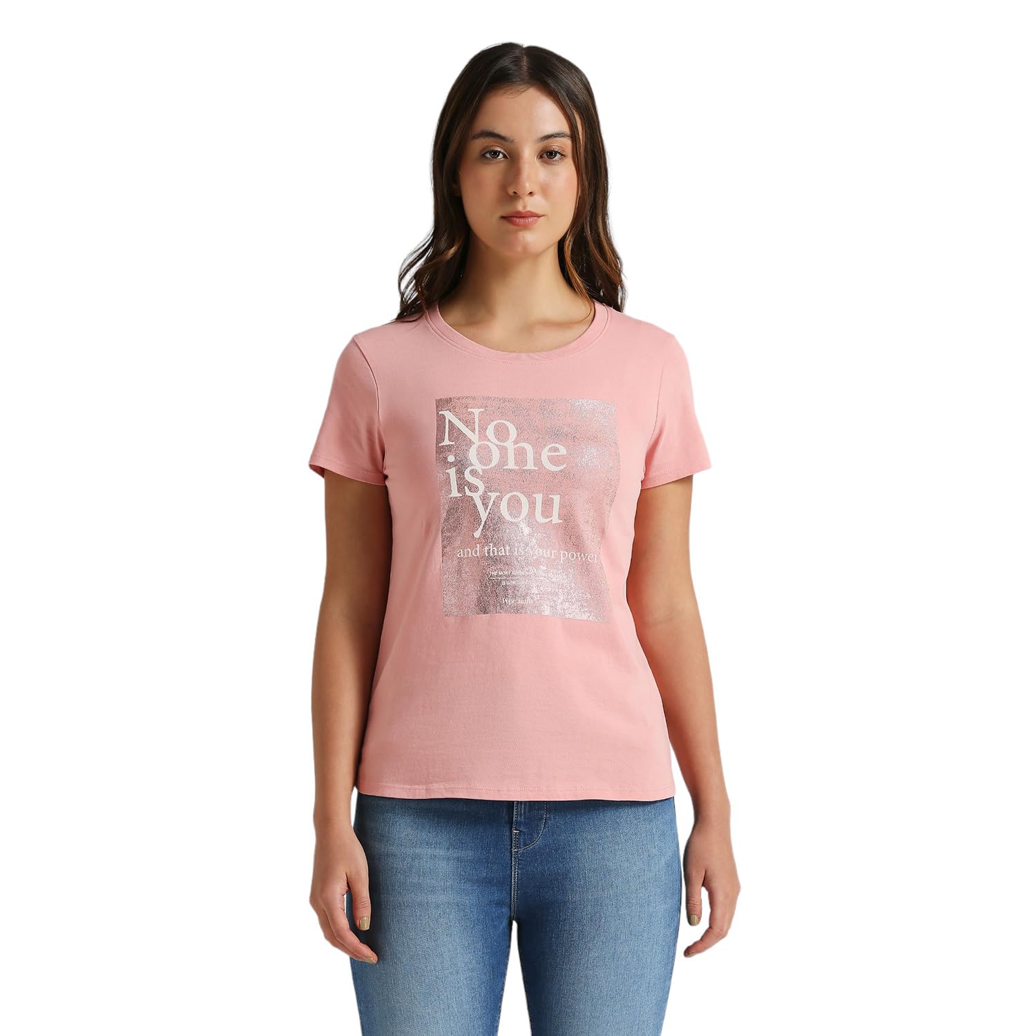 Pepe Jeans Women'S Regular Fit T-Shirt (Pl506082_Cloudy Pink_Cloud