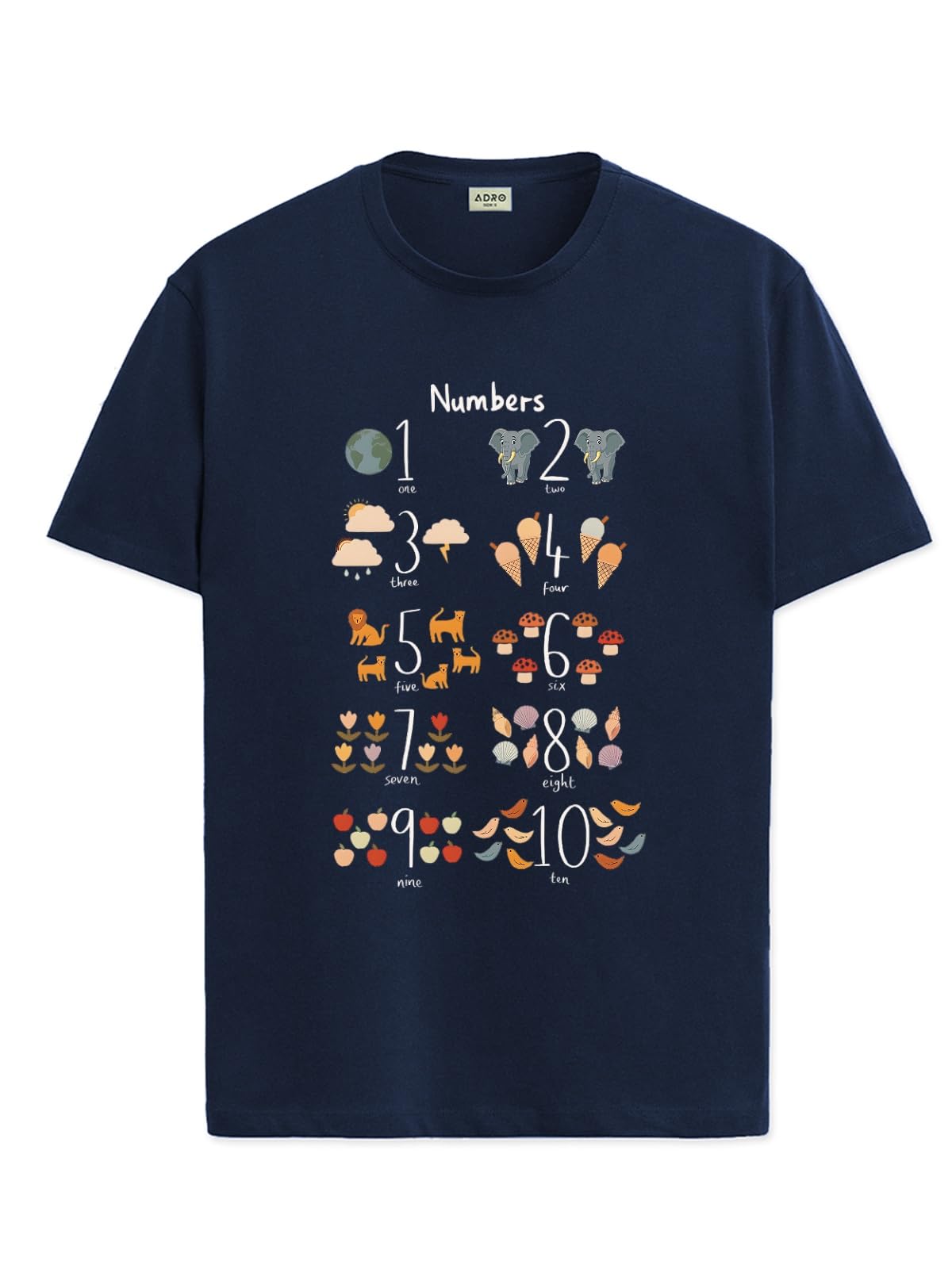 ADRO T Shirts for Boys & Girls || Learning Numbers Printed T-Shirt || Ages 3-14 || 100% Cotton Round Neck Tshirt for Boys & Girl