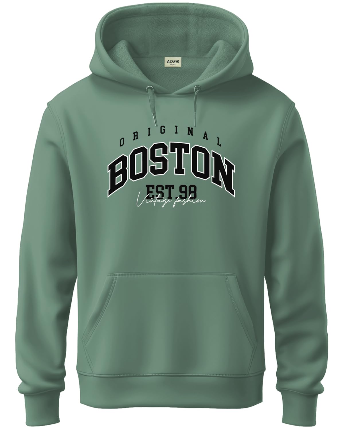 ADRO Men's Cotton Neck Hooded Sweatshirt (H24-BOST-PT_Pista