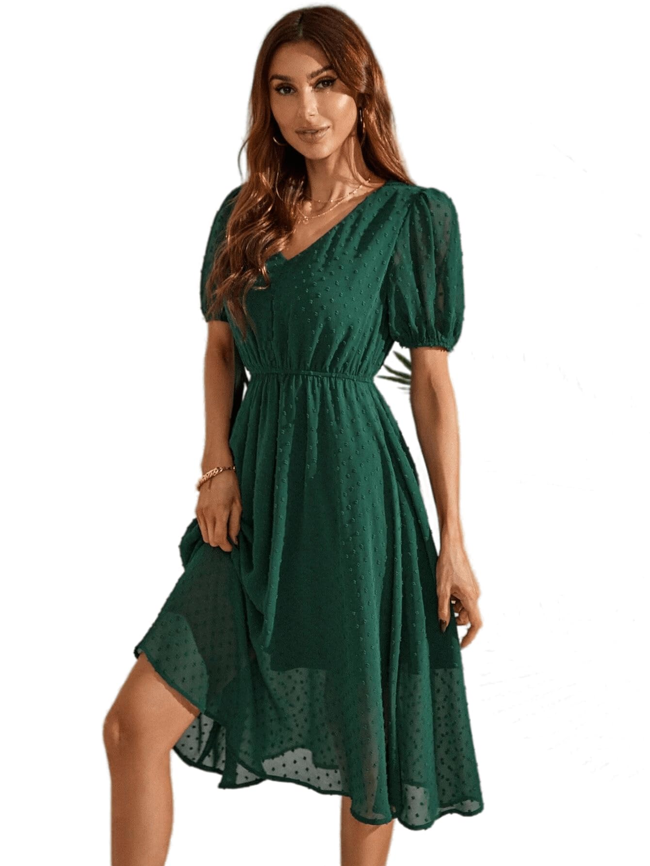 Tagas Women'S Georgette A-Line Standard Standard Length Dress (Op-3210-1-Green-X-Small_Green