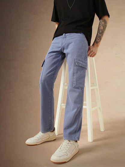 Dennis Lingo Mens Navy Blue Cotton Relaxed Fit Mid-Rise Casual Jeans