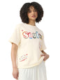 The Souled Store Souled Originals: Colour Blast Women and Girls Short Sleeves Round Neck Off White Embroidered Cotton Oversized